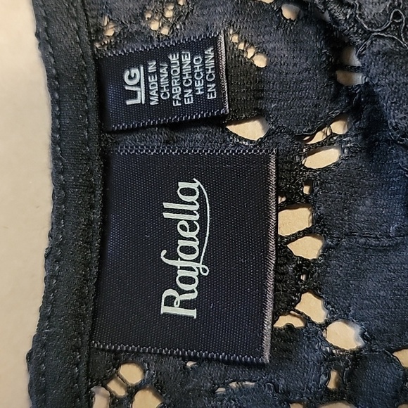 Rafaella Size L Black Lace Overshirt.  Pointed Hem with Frayed Edges. - Picture 10 of 10